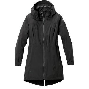 Kuhl Jetstream Rain Trench Coat Jacket Black Hooded Full Zip Drawstring Large